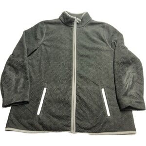 Talbots‎ Women's Size L Full Zip Quilted Fleece Jacket Lightweight Black